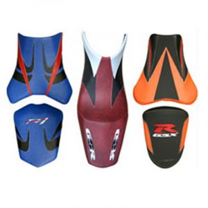 Housse de selle Bagster Rouge/Vert d'eau/Bleu/Lettres Blanches