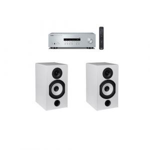 Amplificateur Yamaha R-S202D Argent + Paire d'enceintes biblioth&egrave;que Cabasse Antigua MT32/2 Blanc