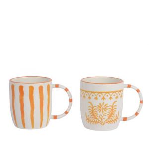Mug Kaemingk porcelaine jaune 2 couleurs assorties
