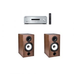 Amplificateur Yamaha R-S202D Argent + Paire d'enceintes biblioth&egrave;que Cabasse Antigua MT32/2 Noyer