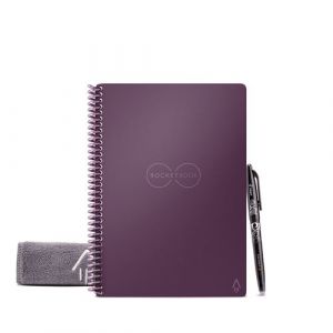 Carnet RocketBook Core Executive Cahier Connecté A5 Réutilisable 36 Pages Pointillées avec Stylo et Serviette en Microfibre Violet