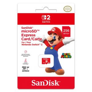 Carte m&eacute;moire micro SD express Nintendo Sandisk 256 Go Rouge