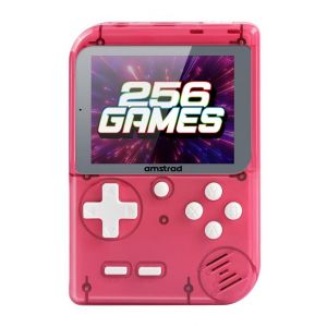 Console de jeu portable Amstrad Transparent Rouge avec 256 jeux et batterie rechargeable