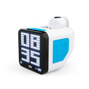 R&eacute;veil cubique avec projection BigBen RCUBEBCBL Blanc et Bleu