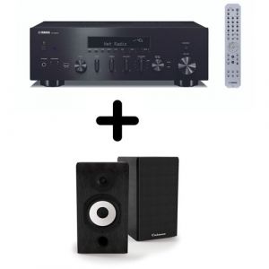 Amplificateur Hi-Fi Yamaha R-N600A Noir + une paire d'enceintes biblioth&egrave;que Cabasse Antigua MT32/2 Noir &eacute;b&egrave;ne