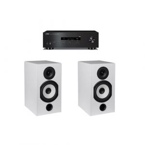 Amplificateur Yamaha R-S202D Noir + Paire d'enceintes bibliothèque Cabasse Antigua MT32/2 Blanc