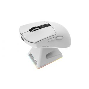 Souris gaming sans fil Oniverse Vanguard Blanc + Dock + &eacute;cran LED