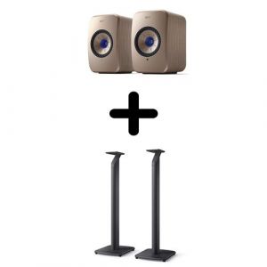 Enceintes connect&eacute;es Hi-Fi KEF LSX 2 Soundwave Vendues par paire + Pieds de sol KEF S1 pour LSX / LSX 2 Noir Vendus par paire