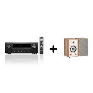 Un ampli Denon DRA-900H Noir + une paire d'enceintes bibliothèque Triangle BR03 Chêne Clair