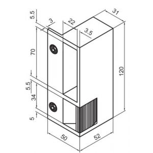 G&acirc;che en applique double empennage n&deg;120 gauche tirant 24 V DOM BE26110000