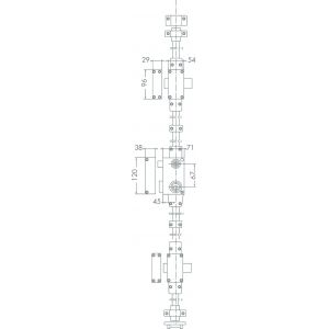 Serrure 3 points VEGA vertical fouillot cylindre de 45mm droite - JPM - 511000-18-1A