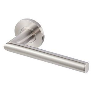 Ensemble béquille double sur rosace Ovalis forme L inox brossé - VACHETTE - 080877