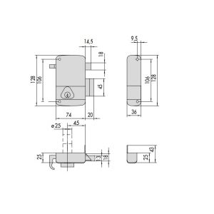 Serrure monopoint vertical tirage gauche cylindre de 40mm - CISA - 3005032000