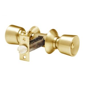 Serrure tubulaire bec de cane &agrave; condamnation axe 80 mm V60 Laiton poli Bouton Tulipe VACHETTE 19060000