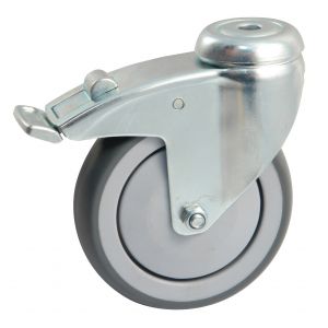 Roulette grise platine ronde 100 mm pivotante &agrave; frein AVL 550892O