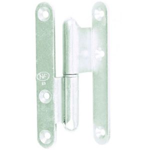 Paumelle &agrave; bois coud&eacute;e 140 x 60 x 70 mm 90/100 degr&eacute; zingu&eacute; blanc bout rond gauche JARDINIER MASSARD J532970