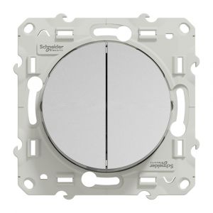 Interrupteur double va-et-vient ODACE 10 A à vis aluminium SCHNEIDER ELECTRIC S536214