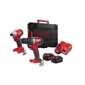 Pack 2 outils (M18 BLIDR + M18 BLDD2) M18 M18 BLPP2B3-502X Powerpack Brushless + 2 batteries 5 Ah + chargeur + HD BOX MILWAUKEE 4933492846