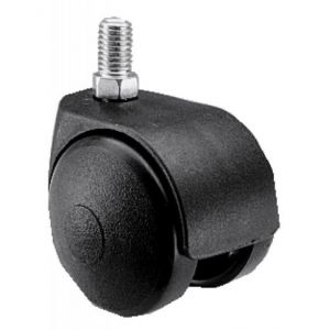 Roulette Twiny double galet noire &agrave; tige filet&eacute; pivotante M8 50 mm GUITEL HERVIEU 727413