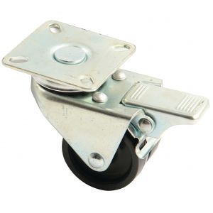 Roue double galet 50 mm platine carr&eacute; pivotante avec frein AVL 590056A