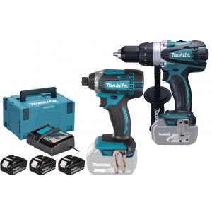 Pack 18V perceuse visseuse DDF458 + visseuse à chocs DTD152 + 3 batteries 5 Ah + chargeur + coffret MAKPAC MAKITA DLX2144TJ1
