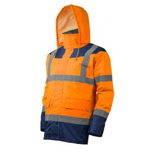 Parka matelass&eacute;e Keta &agrave; haute visibilit&eacute; orange/marine T M COVERGUARD 7KETOM