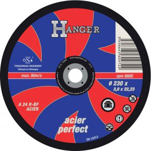 Disque &agrave; tron&ccedil;onner droit pour acier 230 x 3 mm A 24 R HANGER 150007