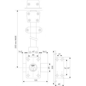 Verrou 2 points en applique Zenith 1523 à double entrée cylindre de 45mm droit - ISEO - 15230451.5