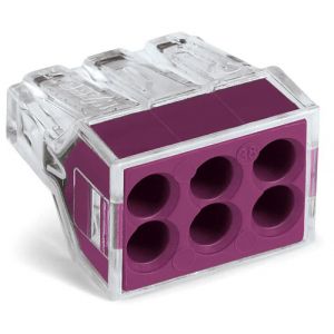 Boîte de 50 bornes de connexion automatiques transparentes 3 fils (2,5 - 6mm²) - WAGO - 773-173