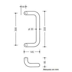 Poign&eacute;e de tirage entraxe 300 mm gris 92 HEWI 550.33GKLT 92