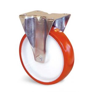 Roulette polyur&eacute;thane rouge &agrave; platine fixe D 150 mm GUITEL HERVIEU EF5BA150-28L