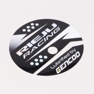 Sticker de carter d'embrayage AM6 Minarelli Gencod Rieju Racing blanc holographique