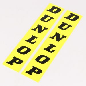 Stickers de fourche, garde boue... Dunlop vintage vertical jaunes 200 mm (paire)