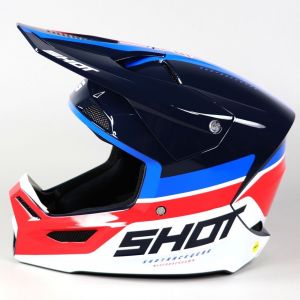 Casque cross Shot Race Iron bleu et rouge