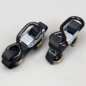 Sangles d'arrimage 2 m à boucles à came et crochets ouverts noires (lot de 2)