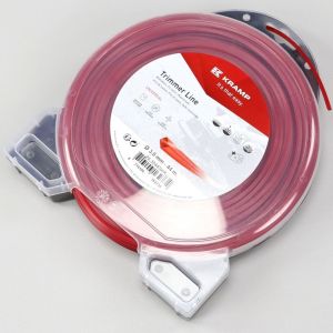 Fil de débroussailleuse Ø3 mm carré nylon Kramp rouge (bobine de 44 m)