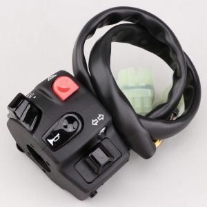 Commodo gauche universel (clignotants, klaxon, warning, commande de phares) type Yamaha Raptor 350 Domino noir (2 cosses)