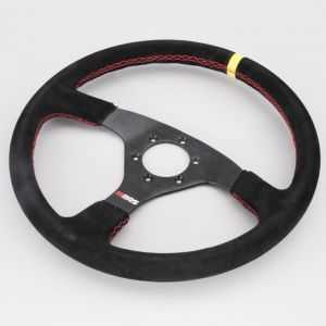 Volant 3 branches plat peau retourn&eacute;e kartcross, autocross &Oslash;350 mm RRS V&eacute;loce noir