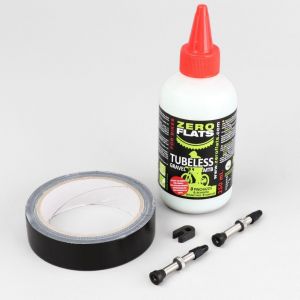 Valves et rouleau d'étanchéité de roues Zero Flats 25 mm (kit de conversion tubeless avec liquide préventif)