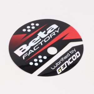 Sticker de carter d'embrayage AM6 Minarelli Gencod Beta Factory rouge holographique