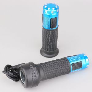 Poign&eacute;e d'acc&eacute;l&eacute;rateur avec poign&eacute;e de rev&ecirc;tement gauche trottinette SmartGyro eWheel noires et bleues