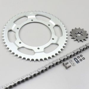 Kit chaîne renforcé à joints toriques 14x52x132 Cagiva, Derbi, Gilera 50 Afam gris