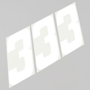 Stickers numéro cross 3 blancs 10 cm (jeu de 3)