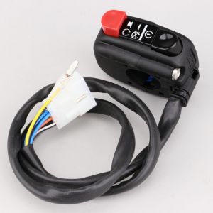 Commodo droit universel (démarreur, coupe circuit interrupteur) Domino noir (cosse 4 broches + 1 fil)