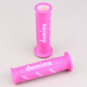 Poign&eacute;es moto Domino A250 roses et blanches