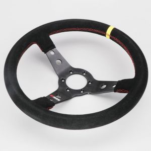 Volant 3 branches tulipage 65 mm peau retourn&eacute;e kartcross, autocross &Oslash;350 mm RRS Monte Carlo noir