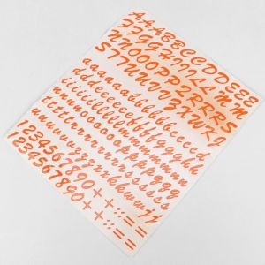 Stickers lettres et num&eacute;ros classiques oranges (planche)