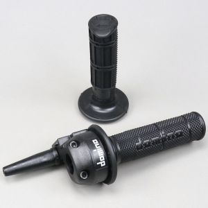Poignée de gaz Derbi Senda, Gilera SMT, Aprilia SX, MBK Magnum XR... Domino noire (avec revêtements)