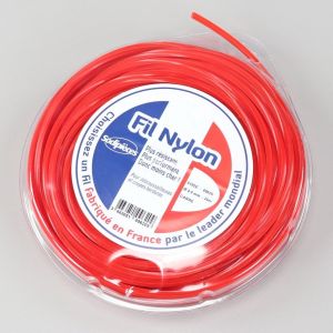 Fil de débroussailleuse Ø4 mm carré nylon Sodipièces rouge (bobine de 25 m)