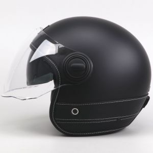 Casque jet Nox Heritage cuir noir mat